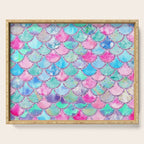 Colorful Pink and Blue Watercolor Trendy Glitter Mermaid Scales  Serving Tray Gallery Image 1