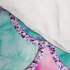 Colorful Pink and Blue Watercolor Trendy Glitter Mermaid Scales  Comforter Gallery Image 4