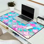Colorful Pink and Blue Watercolor Trendy Glitter Mermaid Scales  Desk Mat Gallery Image 2