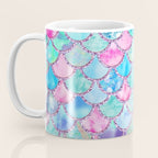 Colorful Pink and Blue Watercolor Trendy Glitter Mermaid Scales  Coffee Mug Gallery Image 3