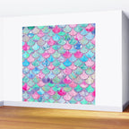 Colorful Pink and Blue Watercolor Trendy Glitter Mermaid Scales  Wall Mural Gallery Image 2