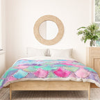 Colorful Pink and Blue Watercolor Trendy Glitter Mermaid Scales  Duvet Cover Gallery Image 3