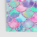 Colorful Pink and Blue Watercolor Trendy Glitter Mermaid Scales  Poster Gallery Image 3