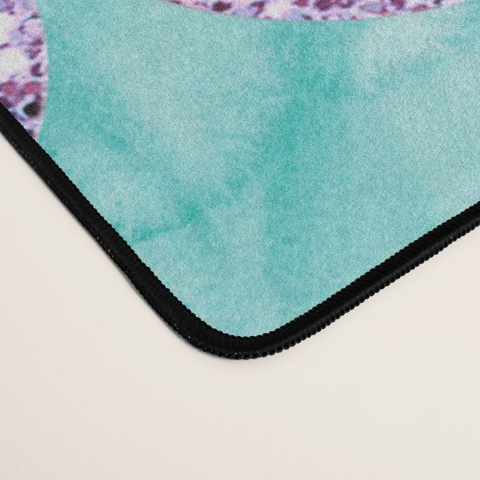 Colorful Pink and Blue Watercolor Trendy Glitter Mermaid Scales  Desk Mat Gallery Image 4