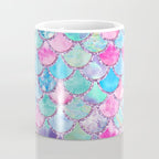 Colorful Pink and Blue Watercolor Trendy Glitter Mermaid Scales  Coffee Mug Gallery Image 4