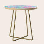 Colorful Pink and Blue Watercolor Trendy Glitter Mermaid Scales  Side Table Gallery Image 1