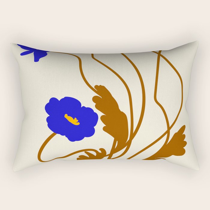Flower Market, Madrid, blue boho bouquet Rectangular Pillow Gallery Image 2