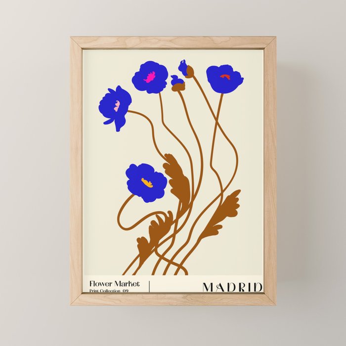 Flower Market, Madrid, blue boho bouquet Mini Art Print Gallery Image 1