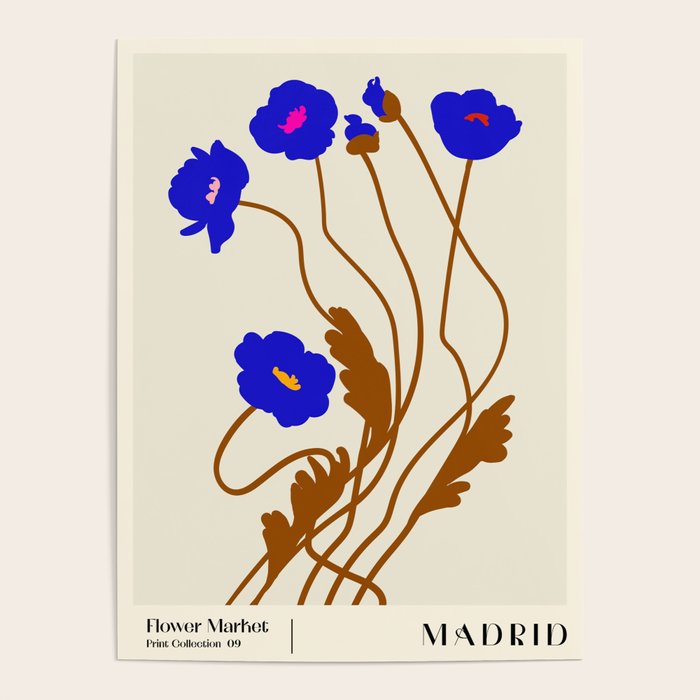 Flower Market, Madrid, blue boho bouquet Poster Gallery Image 4