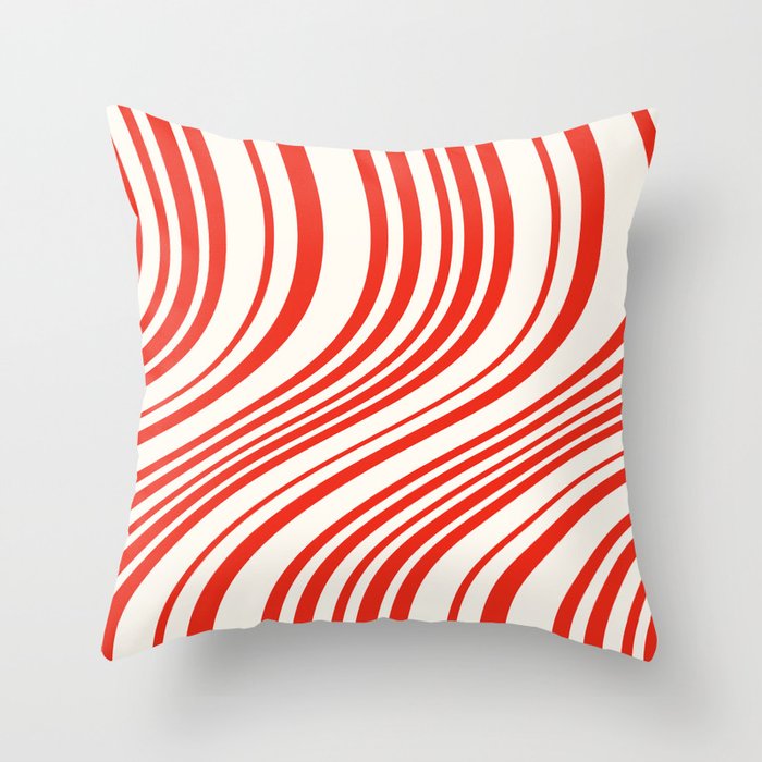 Wavy Stripes I - Red & White Candy Cane Throw Pillow Gallery Image 6