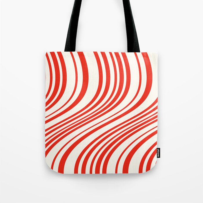 Wavy Stripes I - Red & White Candy Cane Tote Bag Gallery Image 1