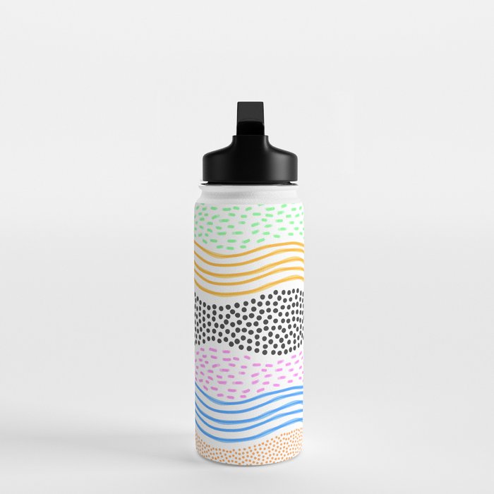 Abstract hand drawn shapes doodle pattern Water Bottle Gallery Image 3