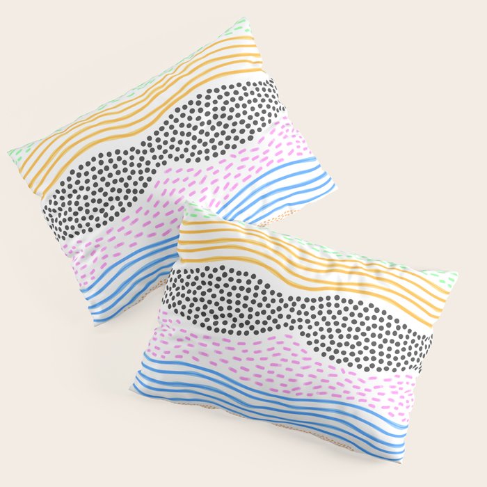 Abstract hand drawn shapes doodle pattern Pillow Sham Gallery Image 3