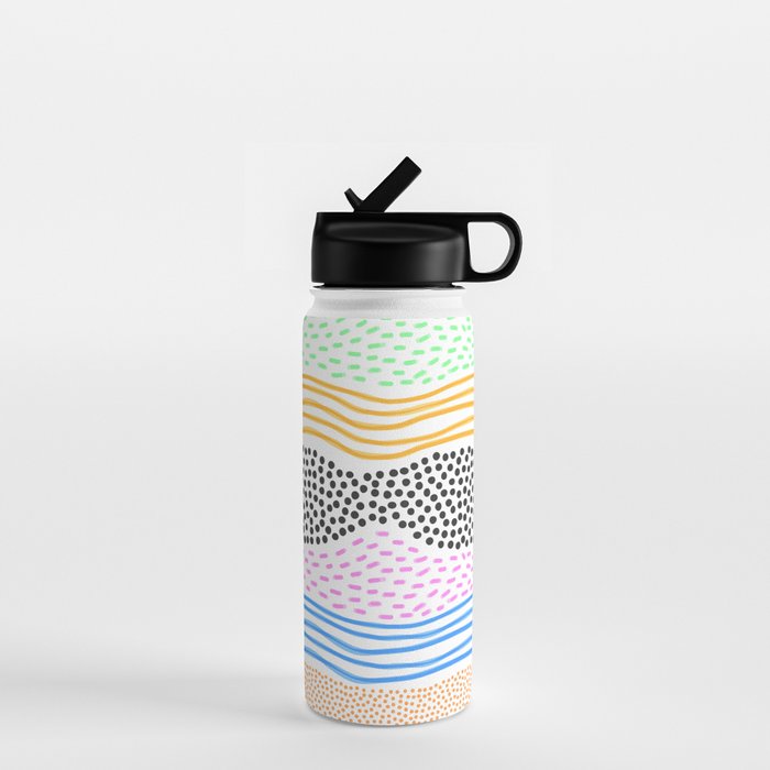 Abstract hand drawn shapes doodle pattern Water Bottle Gallery Image 1