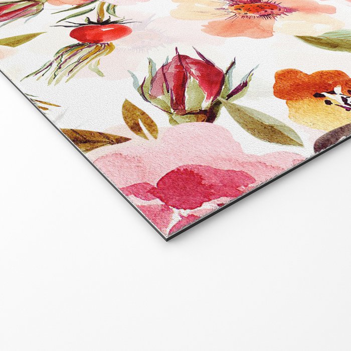 Hygge Watercolor Midsummer Dogroses Pattern  Welcome Mat Gallery Image 2