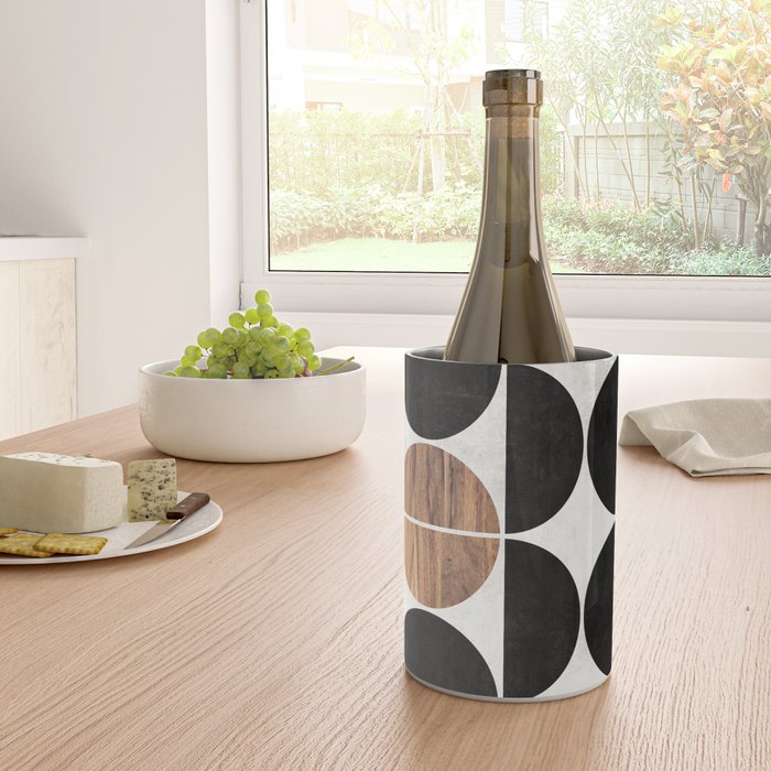 Mid-Century Modern Pattern No.1 - Concrete and Wood Wine Chiller Gallery Image 4