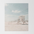 Lifeguard Tower California Beach Throw Blanket Gallery Image 2