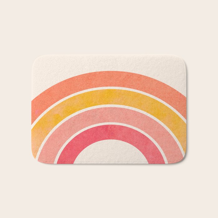 Whimsical Vintage Rainbow Waves Bath Mat Gallery Image 1