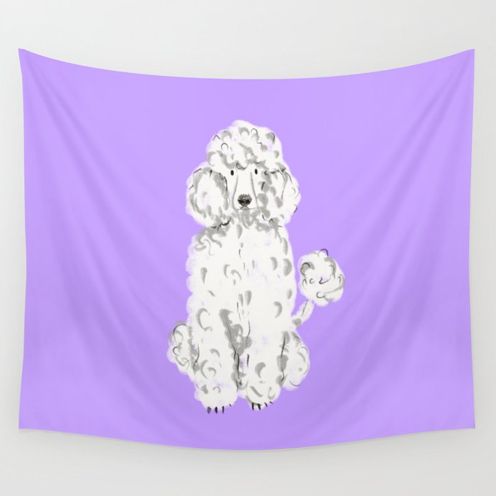 Fashionable white poodle Wall Tapestry Gallery Image 1