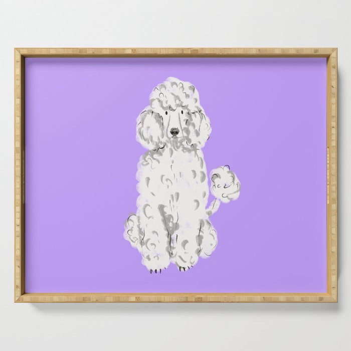 Fashionable white poodle Serving Tray Gallery Image 1