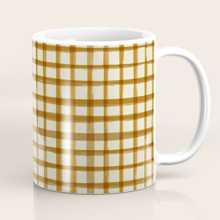 Spring Cottage Gingham - Vintage Yellow Coffee Mug Gallery Image 1