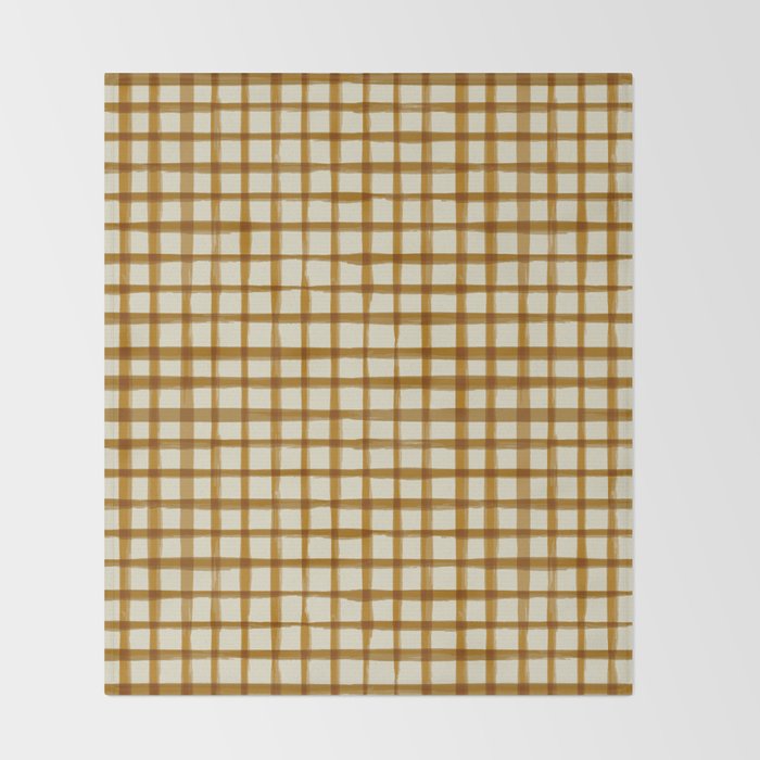 Spring Cottage Gingham - Vintage Yellow Throw Blanket Gallery Image 2