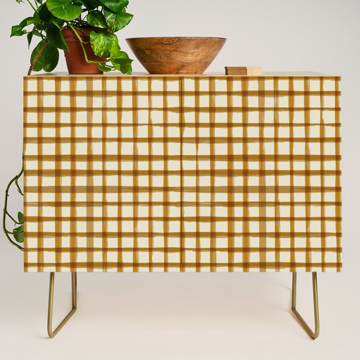 Spring Cottage Gingham - Vintage Yellow Credenza Gallery Image 1