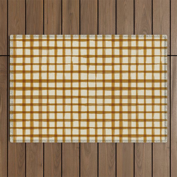 Spring Cottage Gingham - Vintage Yellow Outdoor Rug Gallery Image 1