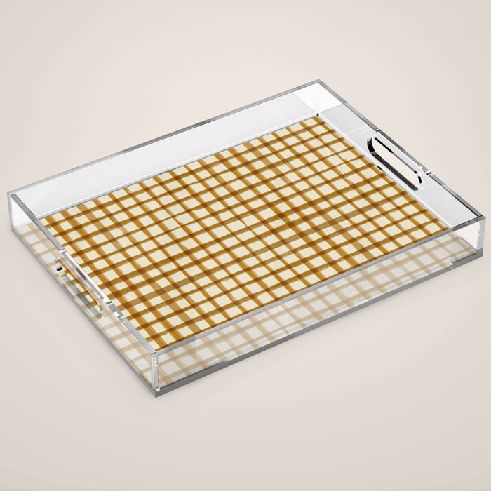 Spring Cottage Gingham - Vintage Yellow Acrylic Tray Gallery Image 1