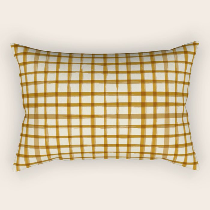 Spring Cottage Gingham - Vintage Yellow Rectangular Pillow Gallery Image 2