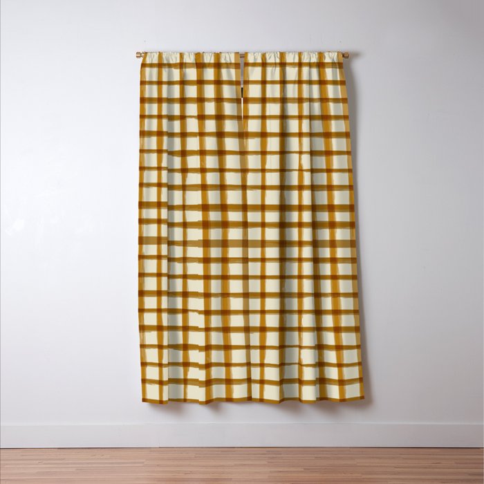 Spring Cottage Gingham - Vintage Yellow Window Curtain Gallery Image 3