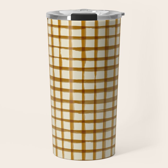 Spring Cottage Gingham - Vintage Yellow Travel Mug Gallery Image 1