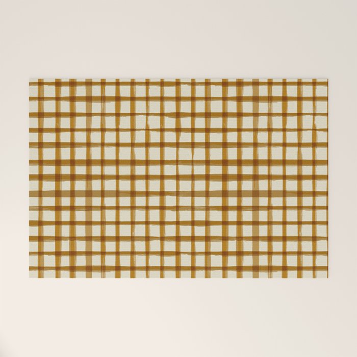 Spring Cottage Gingham - Vintage Yellow Welcome Mat Gallery Image 1