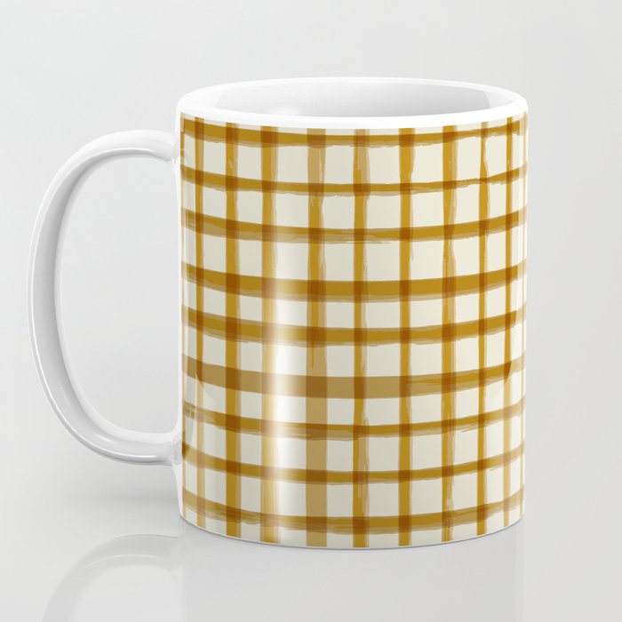 Spring Cottage Gingham - Vintage Yellow Coffee Mug Gallery Image 3