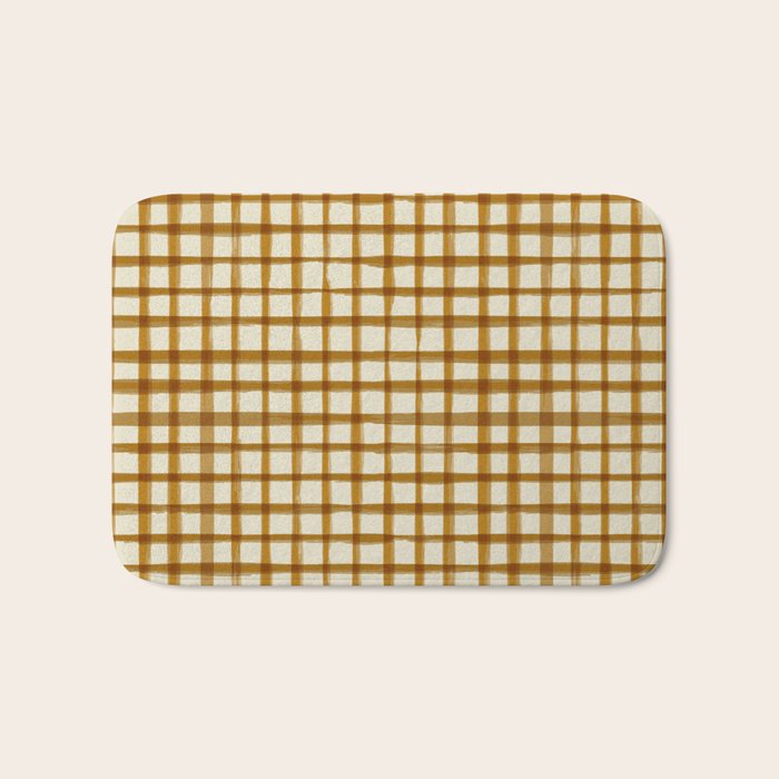 Spring Cottage Gingham - Vintage Yellow Bath Mat Gallery Image 1