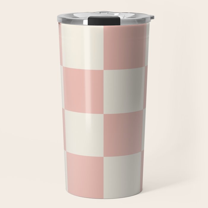 Checkered (Pink Cream) Travel Mug Gallery Image 1