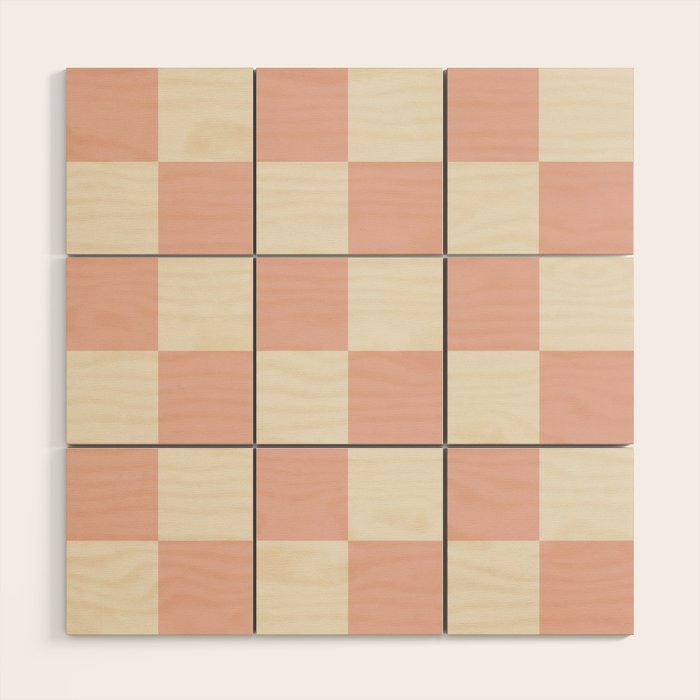 Checkered (Pink Cream) Wood Wall Art Gallery Image 1