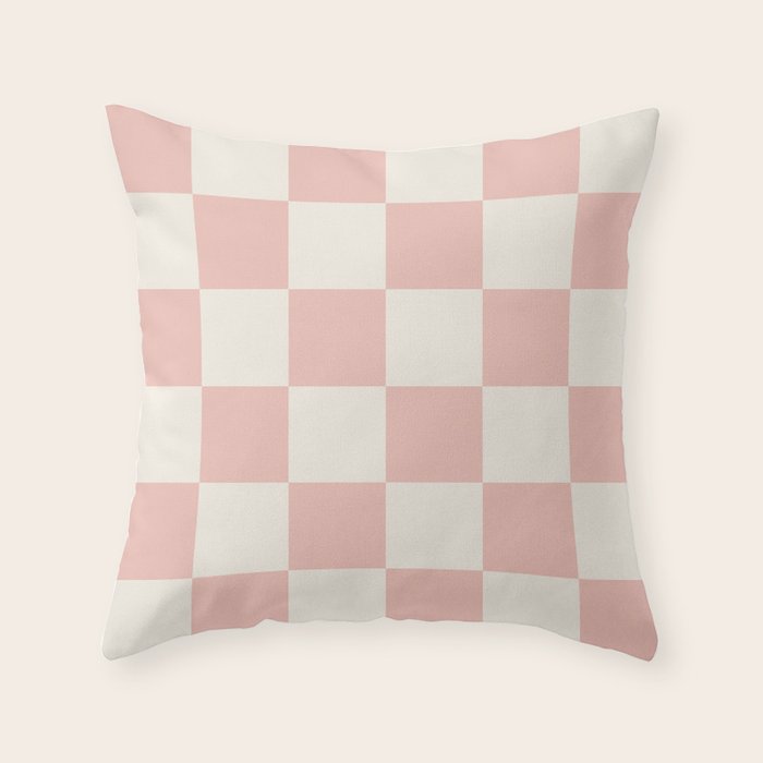 Checkered (Pink Cream) Throw Pillow Gallery Image 6