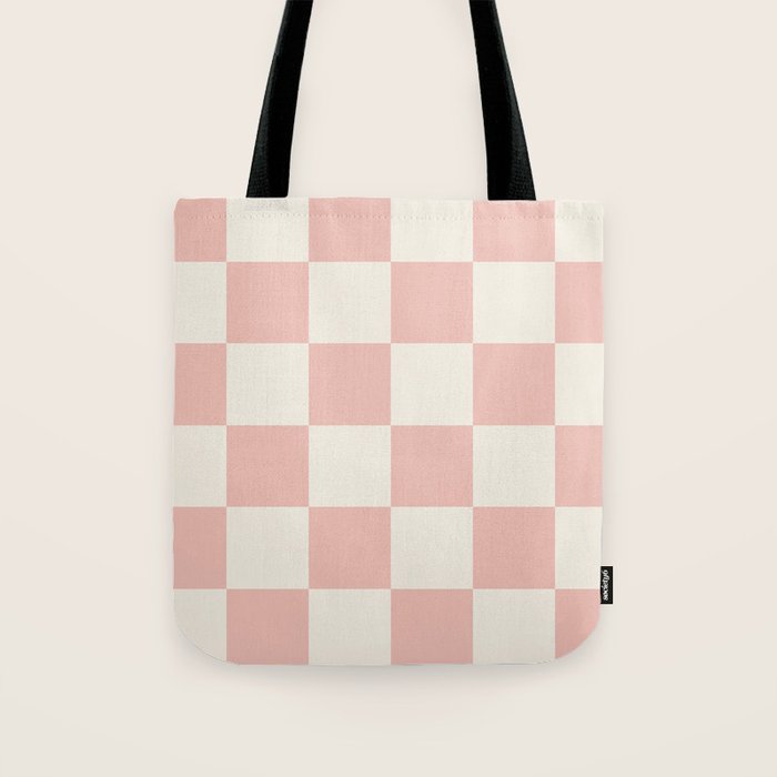 Checkered (Pink Cream) Tote Bag Gallery Image 1
