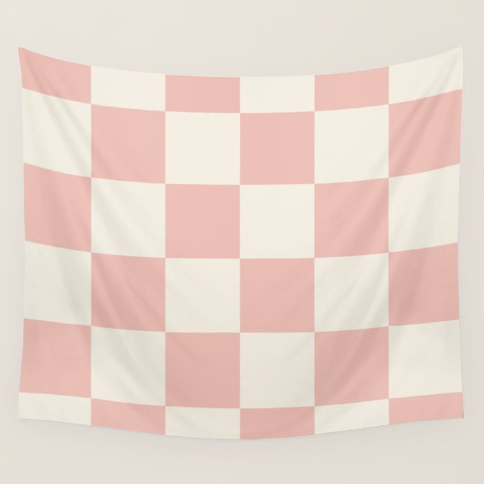 Checkered (Pink Cream) Wall Tapestry Gallery Image 1