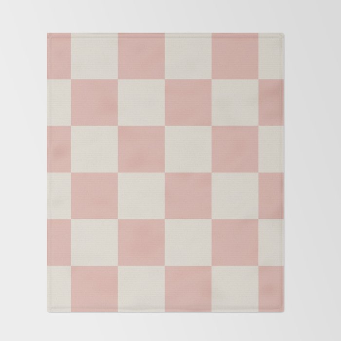 Checkered (Pink Cream) Throw Blanket Gallery Image 2