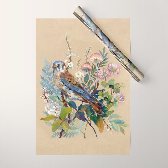 Floral Falcon Garden Wrapping Paper Gallery Image 1