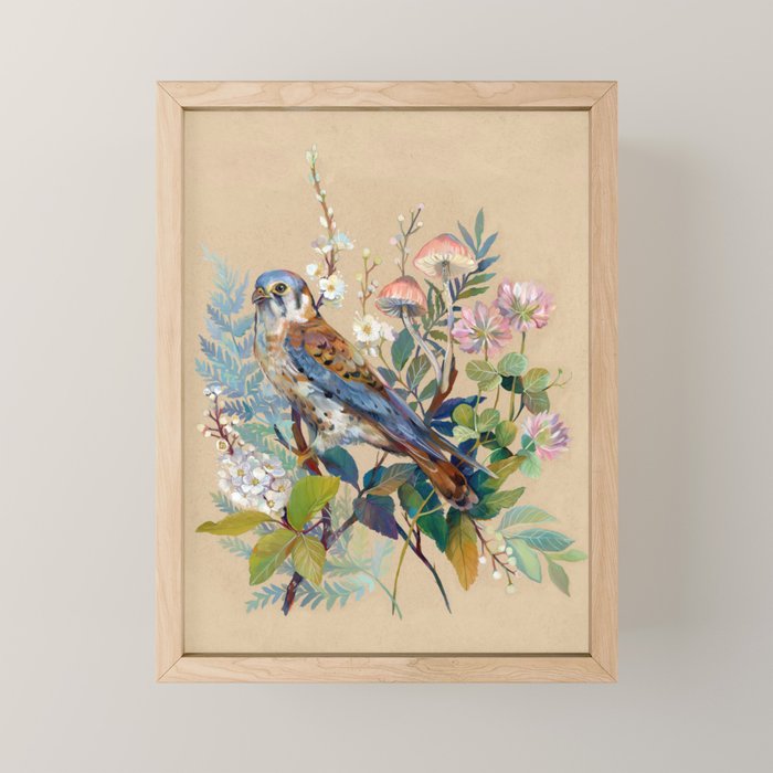 Floral Falcon Garden Mini Art Print Gallery Image 1