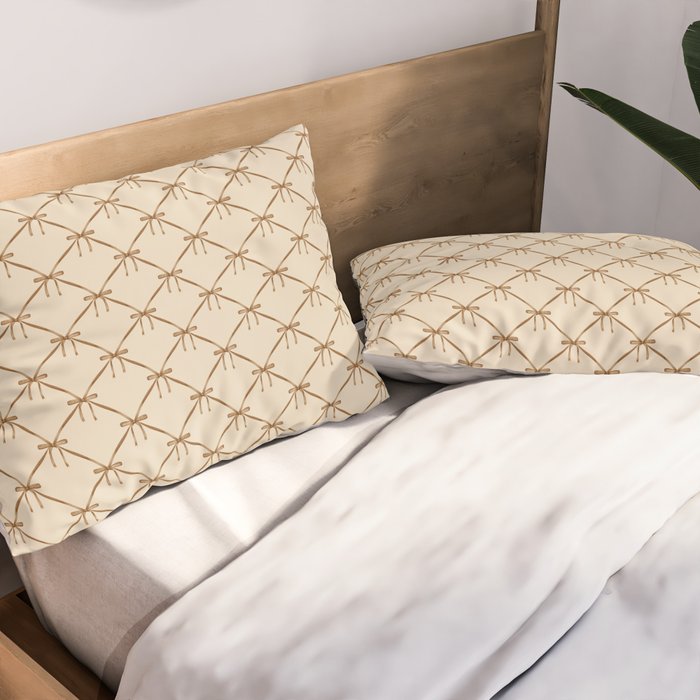 Bows & Ribbons Pattern LVI Neutral Beige Pillow Sham Gallery Image 2