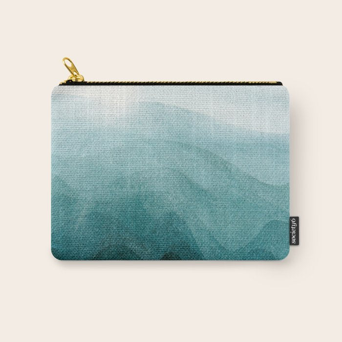 Sunrise in the mountains, dawn, teal, abstract watercolor Carry All Pouch Gallery Image 1