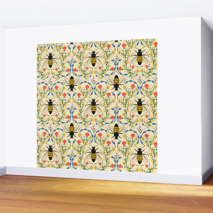 Bee Garden - Cream Wall Mural Gallery Image 2