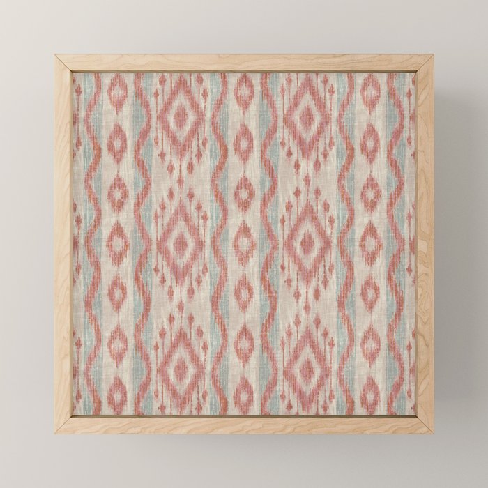 Coastal Ikat Stripe - dusky blue and pink Mini Art Print Gallery Image 1