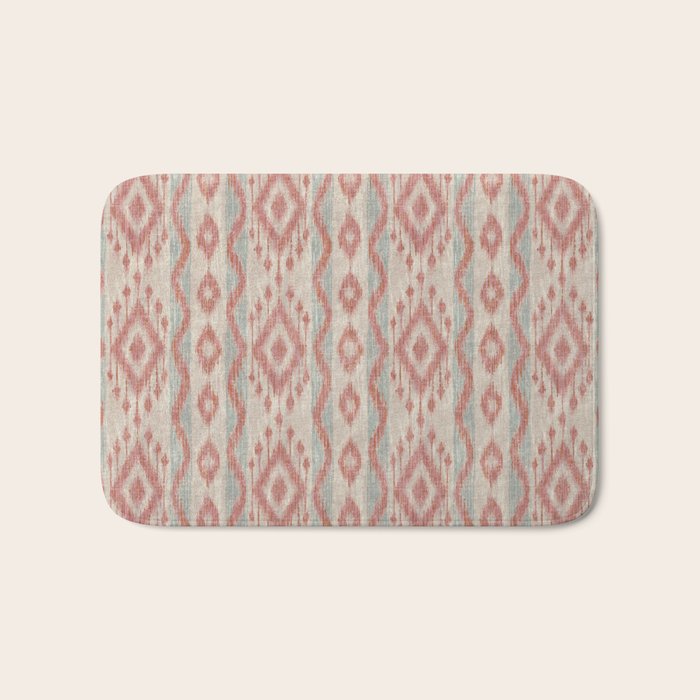 Coastal Ikat Stripe - dusky blue and pink Bath Mat Gallery Image 1