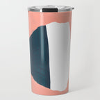 Mid Century Modern Abstract Minimalist Shapes Teal Blue Salmon Pink Travel Mug Gallery Image 1