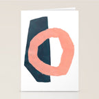 Mid Century Modern Abstract Minimalist Shapes Teal Blue Salmon Pink Stationery Card Gallery Image 2